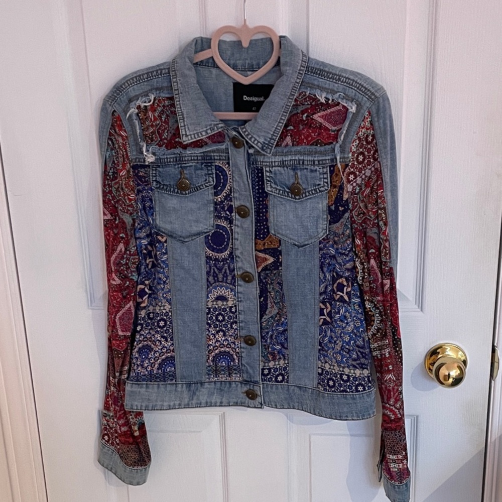 🩵✨ DESIGUAL Patchwork Jacket NWOT Size 40